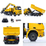Toucanhobby 1/14 10*10 Metal RC Hydraulic Roll On/Off Dump Truck 9-Way Reversing Valve Rear Axle Steering for Construction Vehicle Enthusiasts