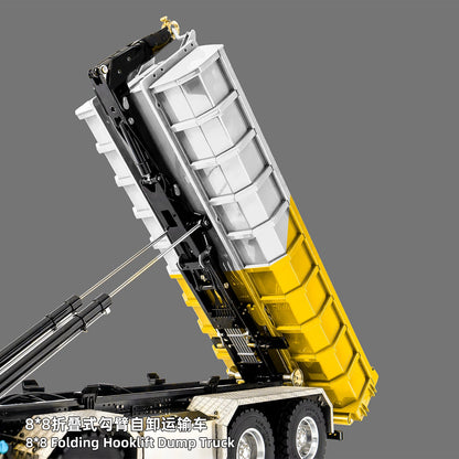 TOUCAN RC HOBBY LIMITED-TIME SALE LESU Z0098 1/14 Metal Hydraulic Roll On Off Dump Truck 8x8 Folding Hooklift Engineering vehicle with 3Speed Gearbox Differential Lock Sound Light