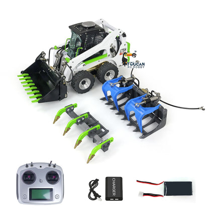 TOUCAN RC HOBBY LESU 1/14 Metal Wheeled Skid-Steer Hydraulic RC Loader Aoue LT5H I6S RTR Painted Ripper Scarifier Gripper Sieve Bucket Trailer