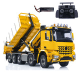 1:14 Hydraulic RC Flatbed Timber Car 10*10 Remote Control Crane Dump Truck Model with 9-Channel Reversing Valve  Sound LED Light