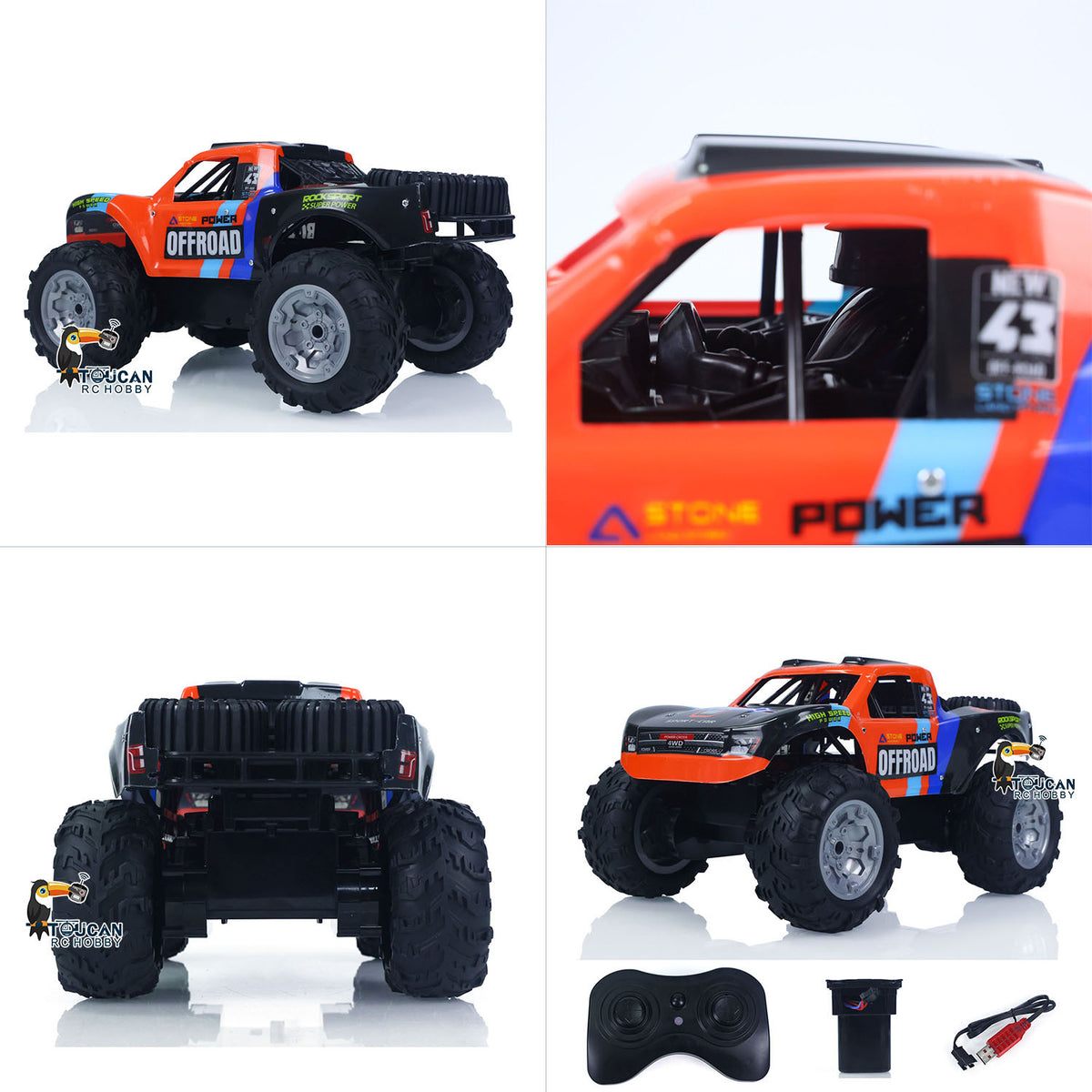 1/14 RC Offroad-Auto, Stunt-Fahrzeug, 4WD, ferngesteuert, wasserdicht, Amphibien-Pickup, Kletterauto, 7,4-V-Batterie, RTR-Modell