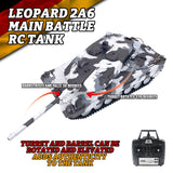 2.4G Henglong 1/16 7.0 Leopard2A6 RC Tank 3889 Metal Gearbox Suspension Bars BB IR Barrel Recoil Sound Smoking Light Battery