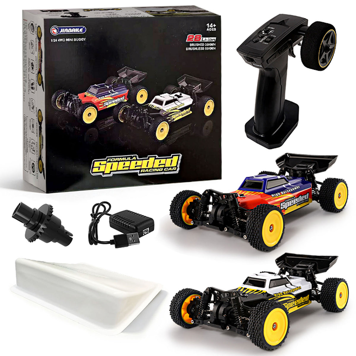 TOUCAN RC HOBBY 1/24 Electric Remote Control Off Road Car 2401A 30KM/H High Speed RC Vehicle Model CVD Drive Shafts Metal Chassis Battery RTR