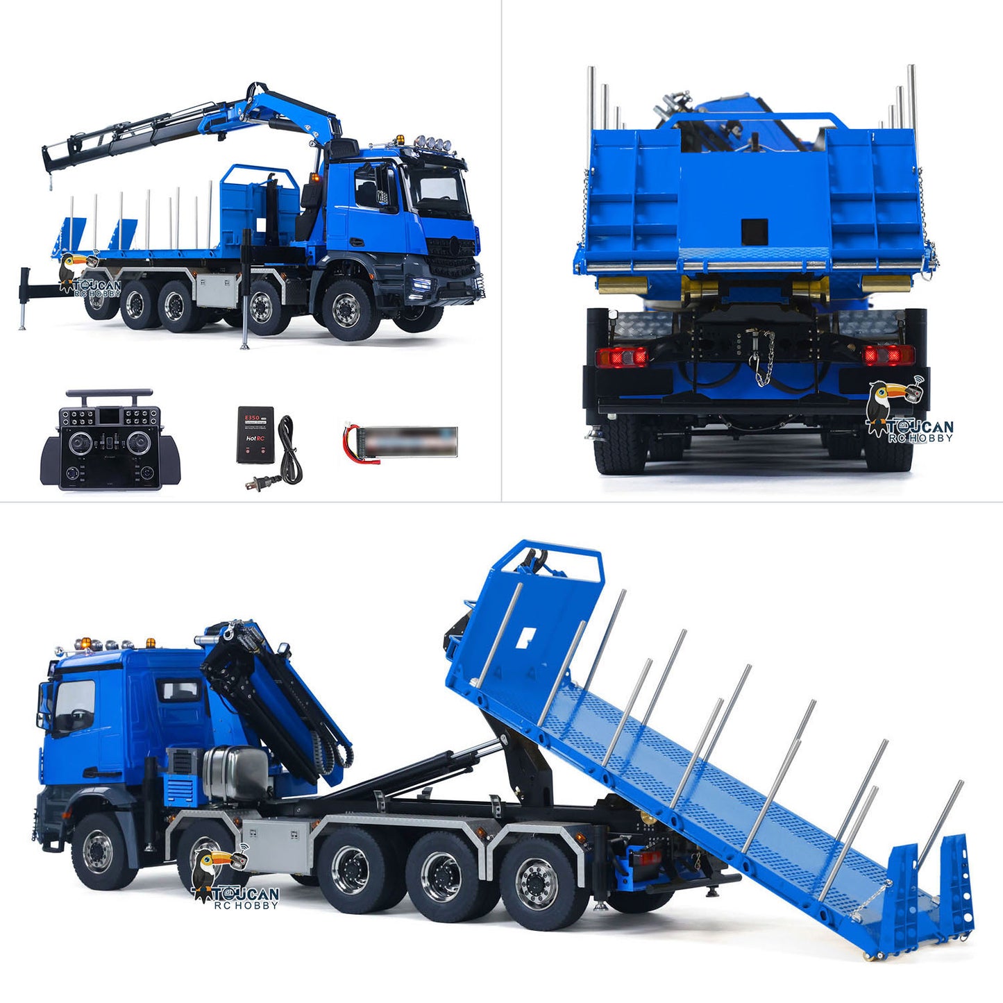 Toucanhobby 10x10 1/14 Metal RC Hydraulic Roll on Roll off Dumper Construction Vehicle 9-Way Reversing Valve Rear Axle Lifting for Hobbyists