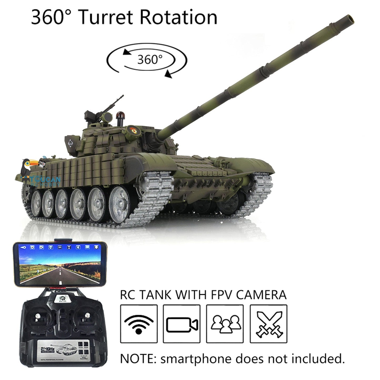 Heng Long TK7.0 1/16 T72 3939 Soviet Union KV-1 3878 RC Tank FPV 360 Degree Turret BB IR Metal Barrel Tracks Drive Idler Road Wheels
