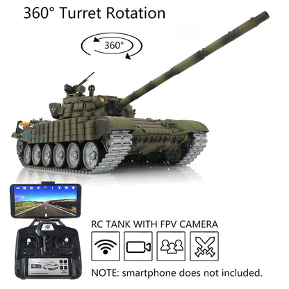 Heng Long TK7.0 1/16 T72 3939 Soviet Union KV-1 3878 RC Tank FPV 360 Degree Turret BB IR Metal Barrel Tracks Drive Idler Road Wheels
