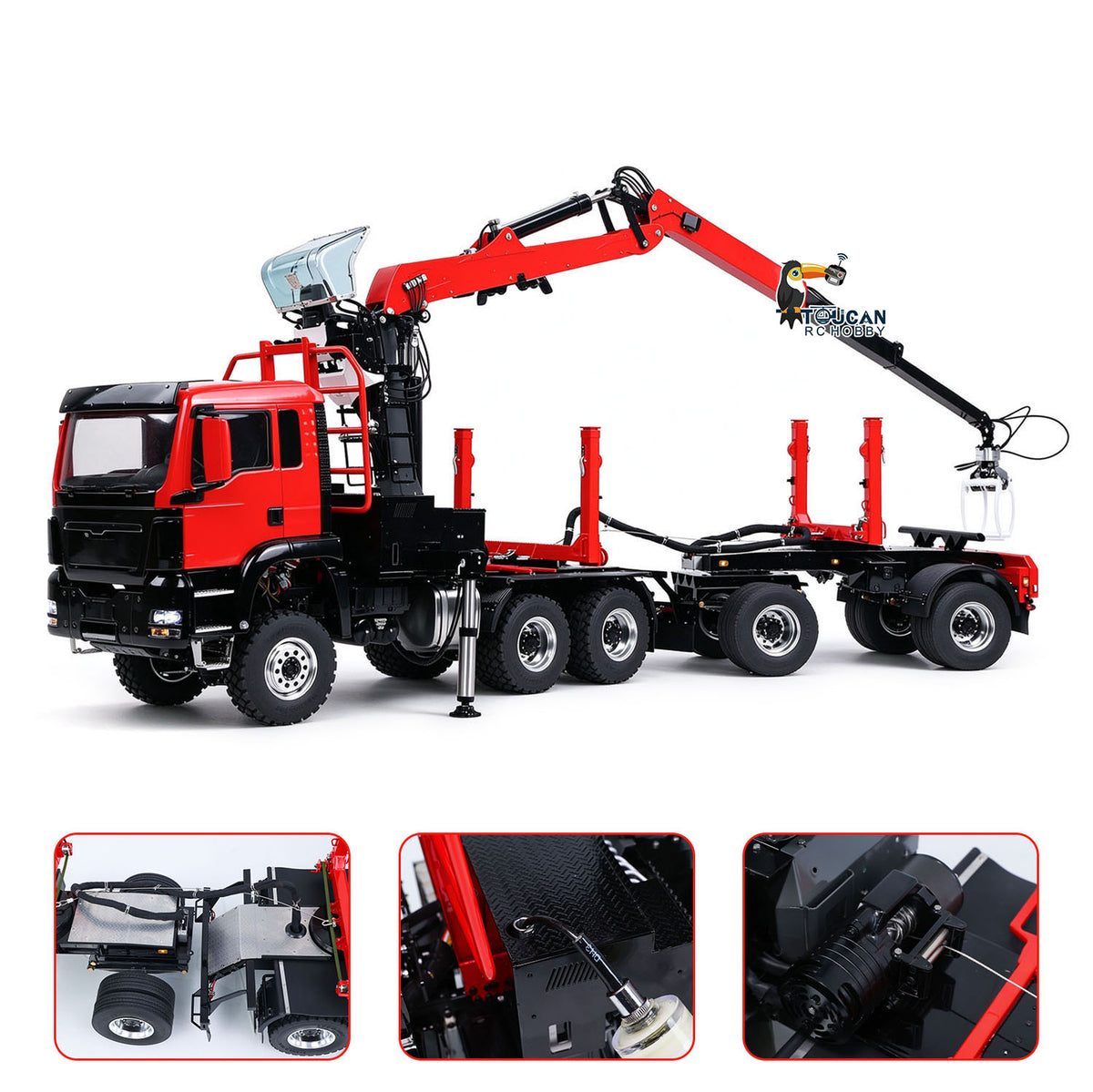 TOUCAN RC HOBBY LESU Z0073 1/14 RC Logging Truck Timber Transport Vehicle with Hydraulic Crane 6x6 Metal Chassis 8CH Valves 3Speed Gearbox Light Sound