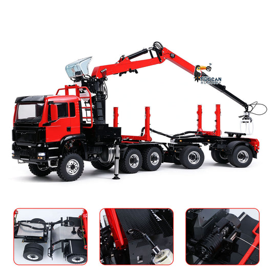 TOUCAN RC HOBBY LESU Z0073 1/14 RC Logging Truck Timber Transport Vehicle with Hydraulic Crane 6x6 Metal Chassis 8CH Valves 3Speed Gearbox Light Sound