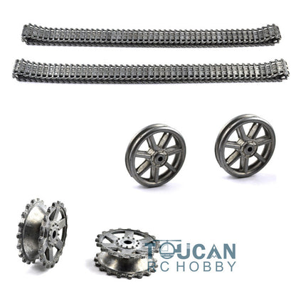 Metal Tracks Sprockets Idlers Road Wheels Tank Machine Gun For HengLong 1/16 3858/3859 Remote Control Tank Vehicle Accessories