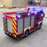 1/14 4*4 Remote Control Fire Fighting Truck Assembled 2Speed Gearbox Light Sound System Metal Axles Flysky ST8 Radio