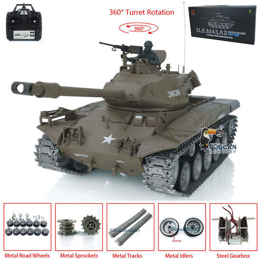 Henglong 1/16 TK7.0 USA Walker Bulldog 3839 RTR RC Tank 360 Degrees Turret Infrared System BB Smoke Metal Sprockets Wheels Gearbox Tracks