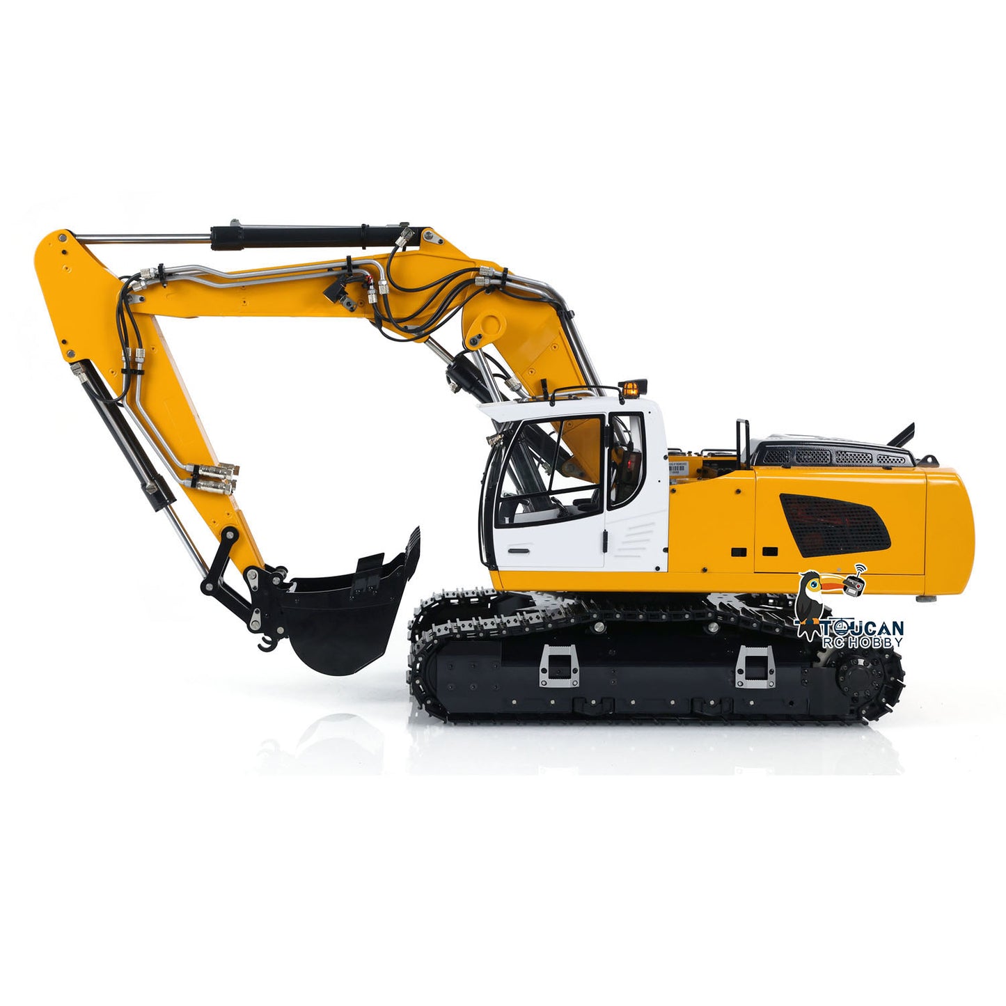 MTM 946-3 Metal 1/14 Excavator Hydraulic Crawler with 6-Way Valve and 4MPa Pump including T12D Radio and Hydraulic Grab with Buckets and Ripper without Battery