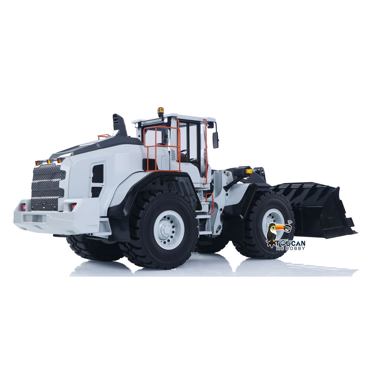 MTM E260L Metal 1/14 Loader Hydraulic Wheeled Model with Differential Locks and 2-Speed Gearbox including ST8 Radio Sound Light Kit White without Battery