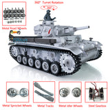 1/16 Scale TK7.0 Customized Version Henglong Panzer III H Ready To Run RC Model Tank 3849 Metal Tracks Wheels Smoke Sound BB IR