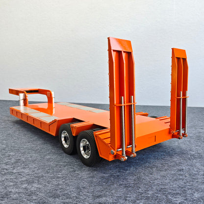2 Axles Metal Heavy Duty Flatbed Transport Trailer Semi Trailers Spring Support Legs Tail Plate for 1/14 DIY Tamiya Remote Control Tractor Truck