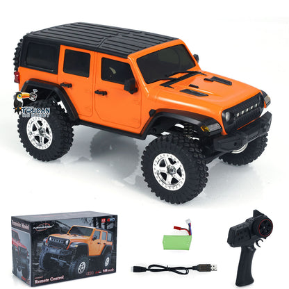 RC 1/18 Crawler RTR Off-Road-Truck 4WD Lichter Ferngesteuertes Auto Geschenk für Jungen mit drehmomentstarkem Kohlebürstenmotor 10A gebürstetem ESC