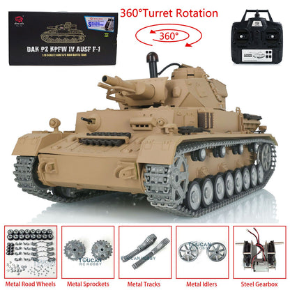 Henglong 1/16 TK7.0 Promotion German Panzer IV F RTR RC Tank 3858 360 Degrees Turret Smoke IR BB Metal Tracks Sprockets Idlers Road Wheels Gearbox Tracks
