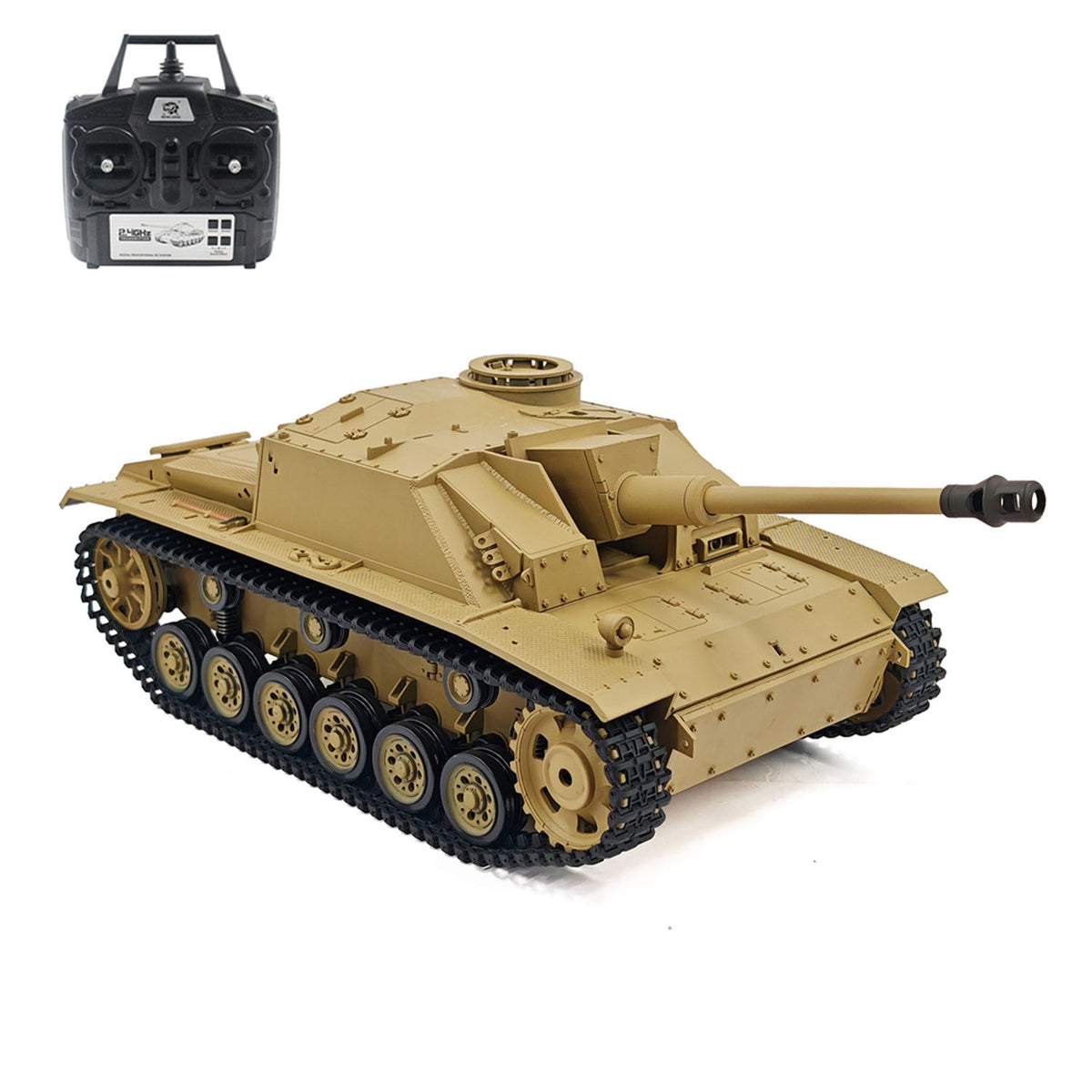 2.4G Henglong 1/16 7.0 Plastic German Stug III RTR RC Tank Model 3868 BB IR Steel Gearbox 1800MAH Battery Radio Sound Lights