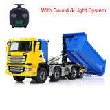Metal 1/14 Hydraulic RC Dump Truck 8x8 Full Tipper Differential Lock Axles 3Speed Gearbox Wheel Hub Reduction Flysky Radio Control