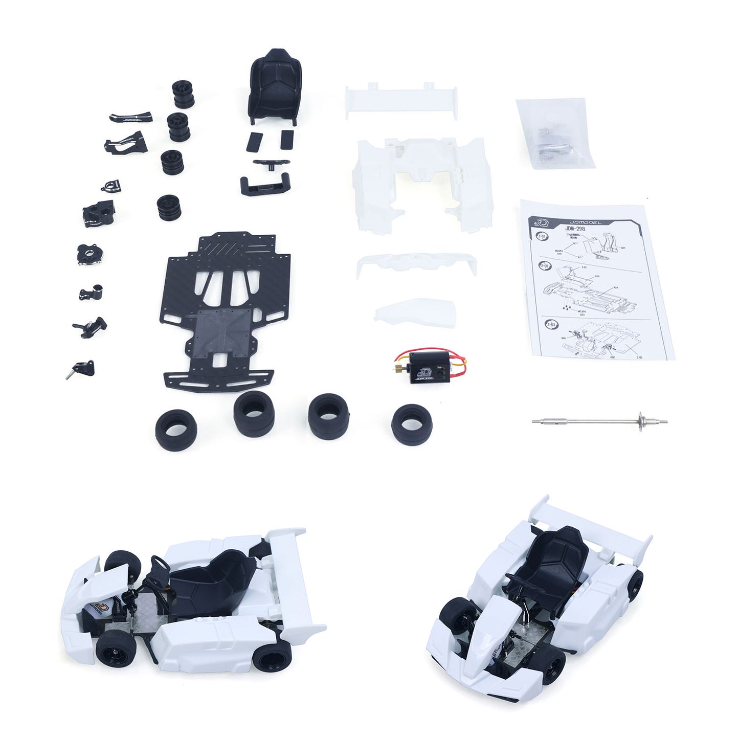 JDM 298B 1/10 Plastic RC Go-Kart DIY Model Radio Controlled Electric Racing Vehicle Unlimited Retrofit for Advanced Player