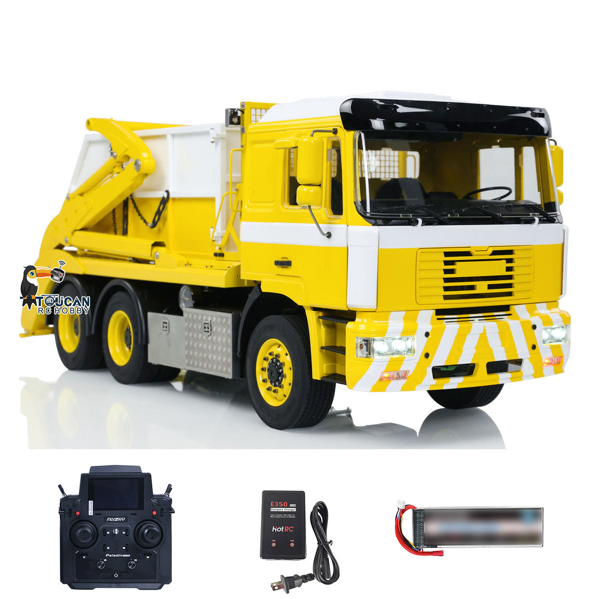 1/14 RC Hydraulischer Absetzkipper VL18U F2000 Metall-Schwingarm Beladenes Muldenkipper-Modell 4-Wege-Umkehrventil 2-Gang-Getriebe Ton Licht