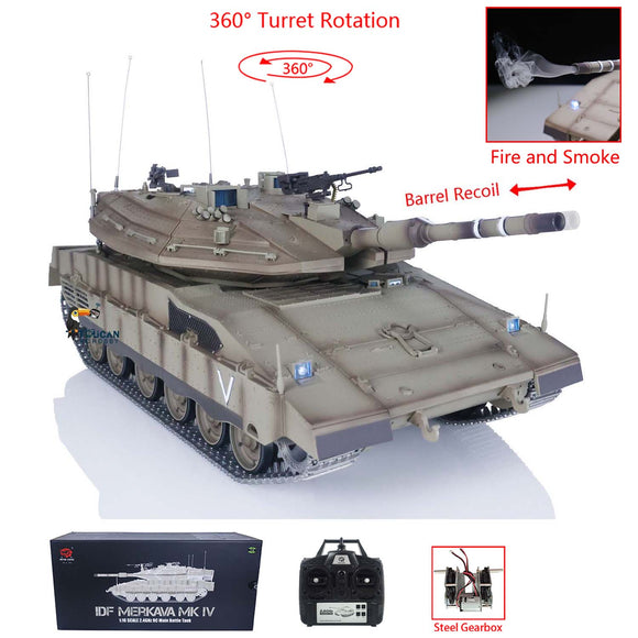 Heng Long 1/16 IDF Merkava MK IV RC Tanks Remote Controlled Panzer Open Fire Smoking 360 Turret Rotary BB pellets