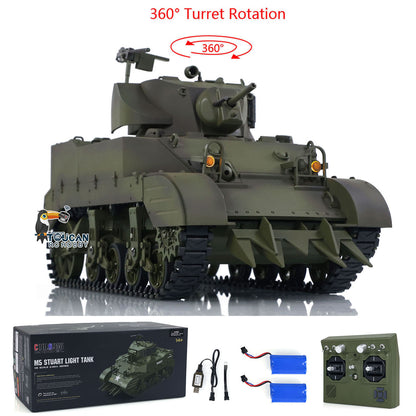 1/16 RC RTR-Panzer US M5A1 Stuart VI, ferngesteuerter leichter Panzer mit 360 Grad drehbarem Funkgerät mit zwei Batterien