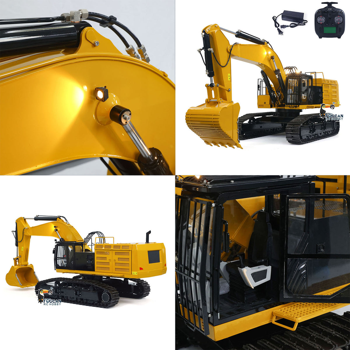 TOUCAN RC HOBBY TYMX 390F Metal 1/8 RC Hydraulic Excavator Heavy Duty Construction Vehicles Models FlySky ST8 Remote Controller for Indoor Play