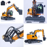 Metal 1/14 RC Hydraulic Excavator LR914 PRO MAX Remote Control Digger Construction Car 8ways Valve PL18EV LITE Radio Battery