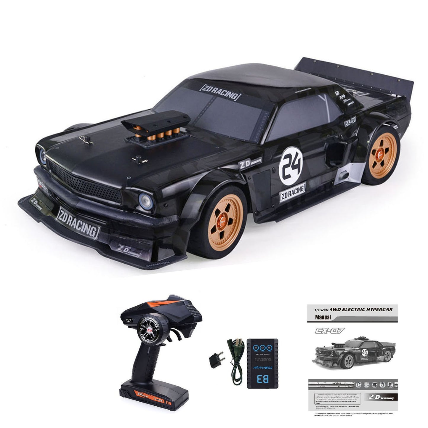 1/7 ZD Racing EX07 Radio Control On-Road Car AWD RC Hypercar Adjustable Front Suspension Center Differential Disc Brake RTR