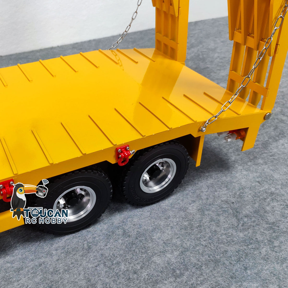Metall 4-achsiger Vollanhänger für 1/14 RC Sattelzugmaschine Fernbedienung Auto Simulation Hobby Modell DIY Heckklappe
