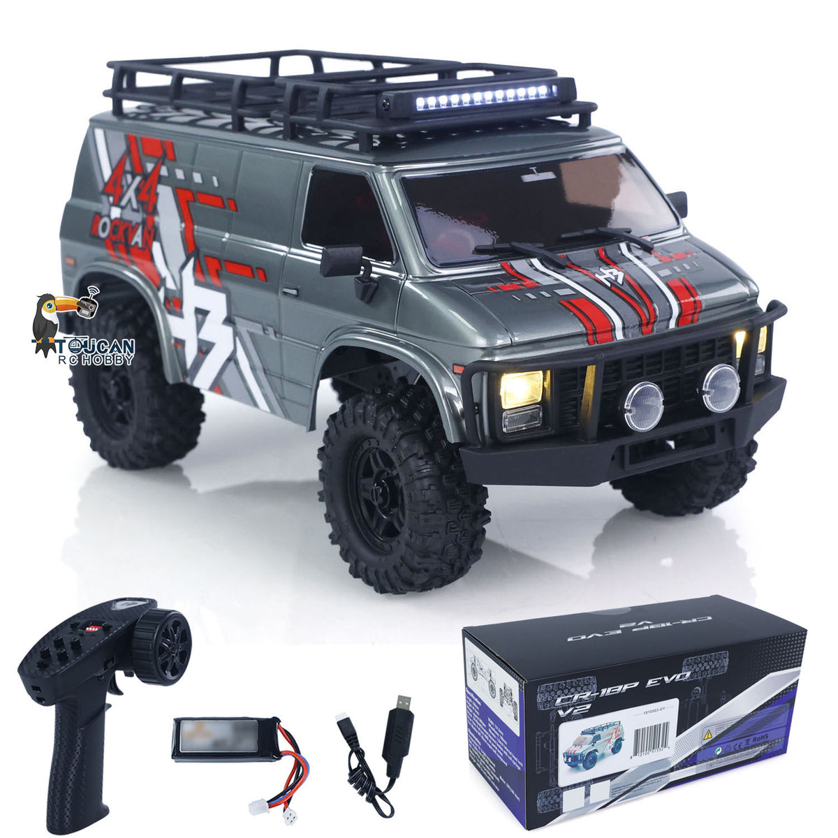 Fast  Free Shipping CR18P 1810503 Hobby Plus 1/18 4X4 RC Rock Crawler Electric Remote Control Off Road Vehicle RockVan Light System Shock Absorber
