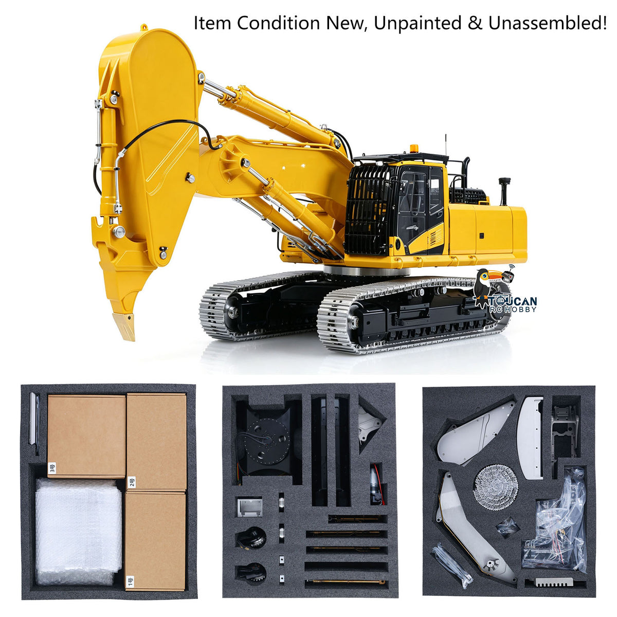 TOUCAN RC HOBBY LESU PC500 1/14 Metal Hydraulic RC Crawler Excavator B0020 Remote Control Rock Arm Digger KIT Model with Brushless Motor ESC Light 3CH Valve