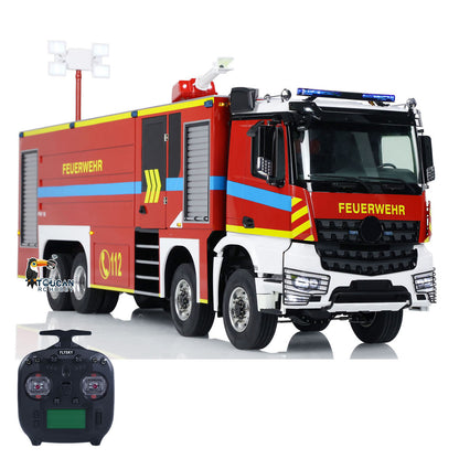 1/14 RC Feuerwehrauto 8x8 Funkgesteuertes Feuerwehrauto mit Licht und Sound Metallchassis 3-Gang-Getriebe Beleuchtungs- und Soundsystem