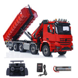 Metal 1/14 Hydraulic RC Dumper Car 10x10 Full-dump Crane Truck Rear Axle Lifting With 3-speed Gearbox Light Sound System Motor ESC