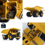 1:20 Scale Yellow Metal Hydraulic RC Mining Truck 793D Dumper Car Remote Control Tipper Model I6X Radio Lights ESC Servo