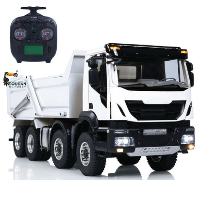 TOUCAN RC HOBBY Metal 1/14 8x4 Hydraulic RC Truck Remote Control Tipper Flip-over Cover Dumper Construction Truck Differential Lock Light Sound System