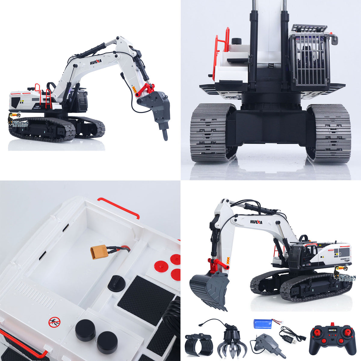 TOUCAN RC HOBBY 1/14 HUINA RC Metal Excavator Model Toys 1594 Radio Control Digger Light Sound Battery