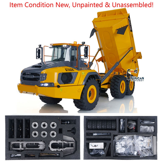 TOUCAN RC HOBBY LESU Aoue AT60H 1/16 Metal Hydraulic KIT/PNP/RTR RC Articulated Truck A0004 with 2 Speed Transmission Light System for Construction Model Hobbyists