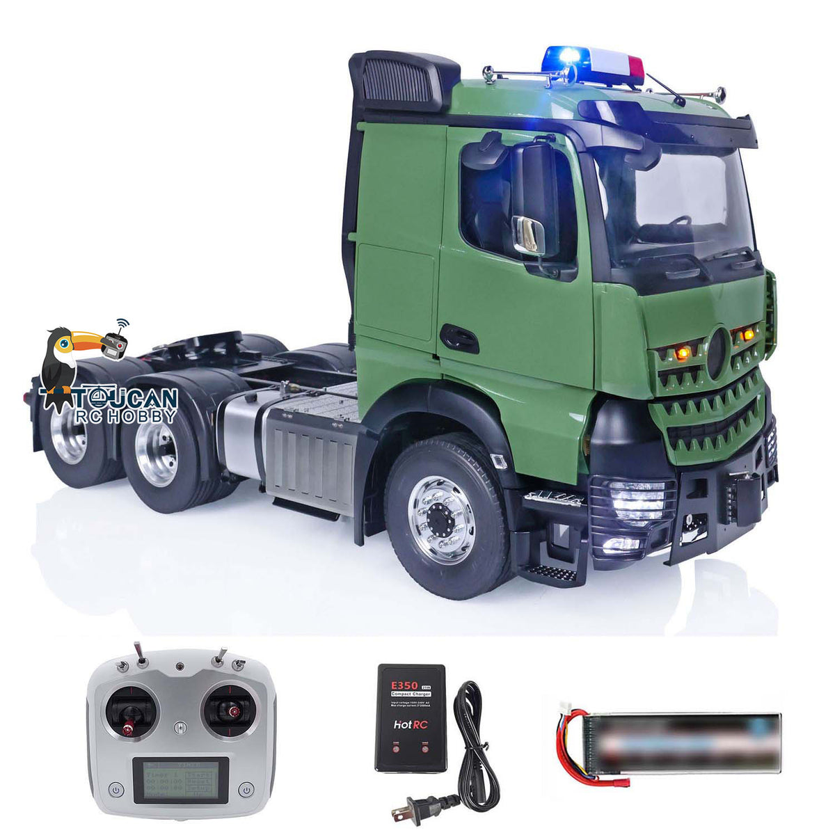 TOUCAN RC HOBBY Painted Assembled 1/14 RC Tractor 6x6 Truck Metal Chassis Remote Control 1851 3363 Cars Lights Sounds
