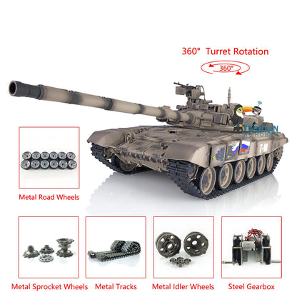 Henglong 1/16 TK7.0 Profession Russia T90 3938 RTR RC Tank with 360 Degrees Turret BB IR Smoke Metal Tracks Sprockets Idlers Road Wheels Gearbox