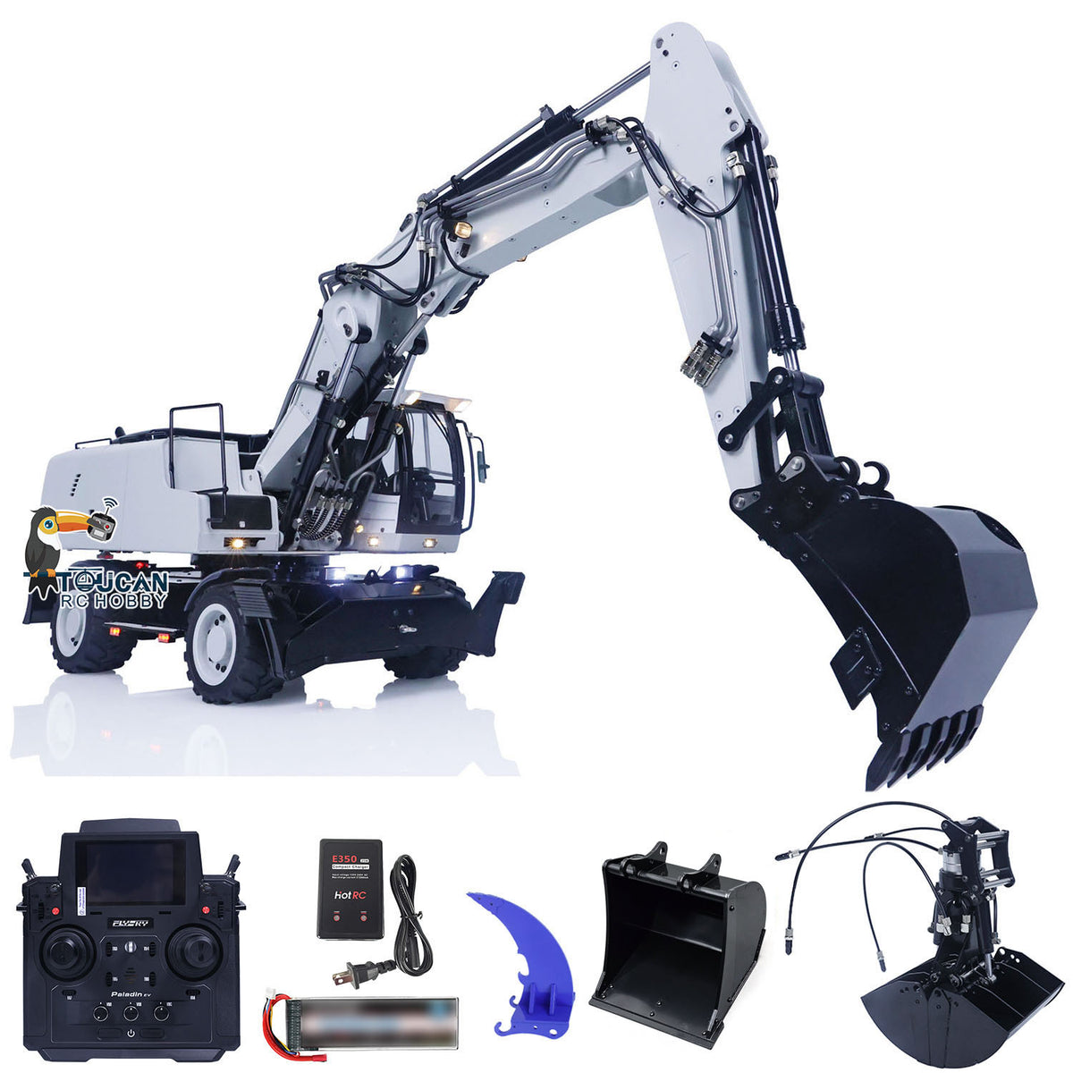 TOUCAN RC HOBBY MTM 946-3 Metal 1/14 RC Hydraulic Excavator Radio Control Digger 8-ways Reserving Valves for Model Enthusiasts
