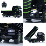6x6 1/14 Hydraulic RC Dumper Car Metal Roll-Off Full Dump Truck Rear Axle Lifting with 3-speed Transmission Light Sound System