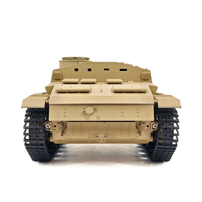 2.4G Henglong 1/16 7.0 Plastic German Stug III 3868 RTR RC Tank BB IR Steel Gearbox 1800MAH Battery Sound Lights Smoke Special Spray Painting Model