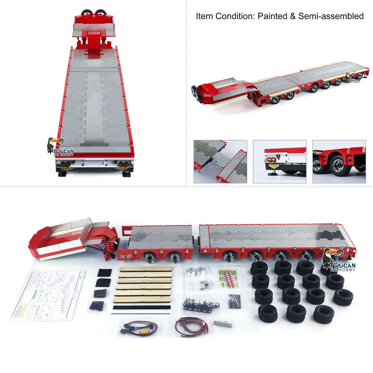 1/14 2 + 5 achsen RC Metall Schwere Anhänger Tieflader Anhänger Für TAMIYA LESU RC Traktor Lkw Radio Gesteuert Lkw Bagger loader