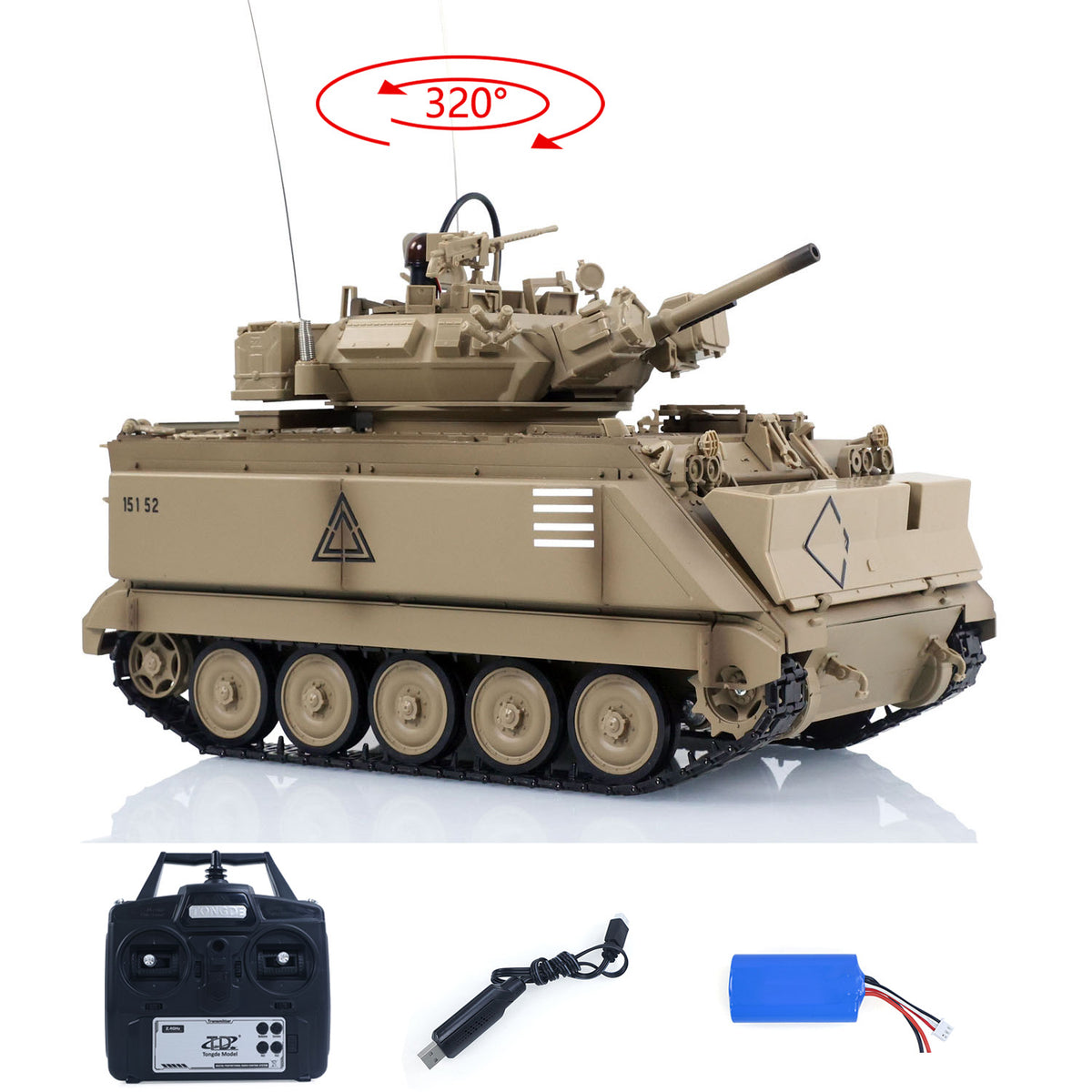 TOUCAN RC HOBBY TD 1/16 RC Military Tank M2412-A M113A1 MRV 320 Turret Rotary Barrel Recoil Elevation Infrared Driving Wheel Idlers Gearbox