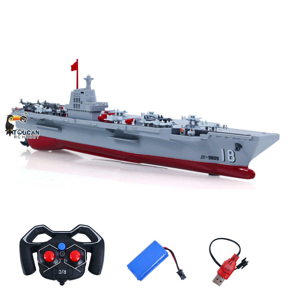 2,4 GHz RC Hochgeschwindigkeitsboot Fernbedienung Flugzeugträger Kriegsschiff S19 Elektrisches Wasserspielzeug RTR Batterie Doppelmotor USB-Aufladung