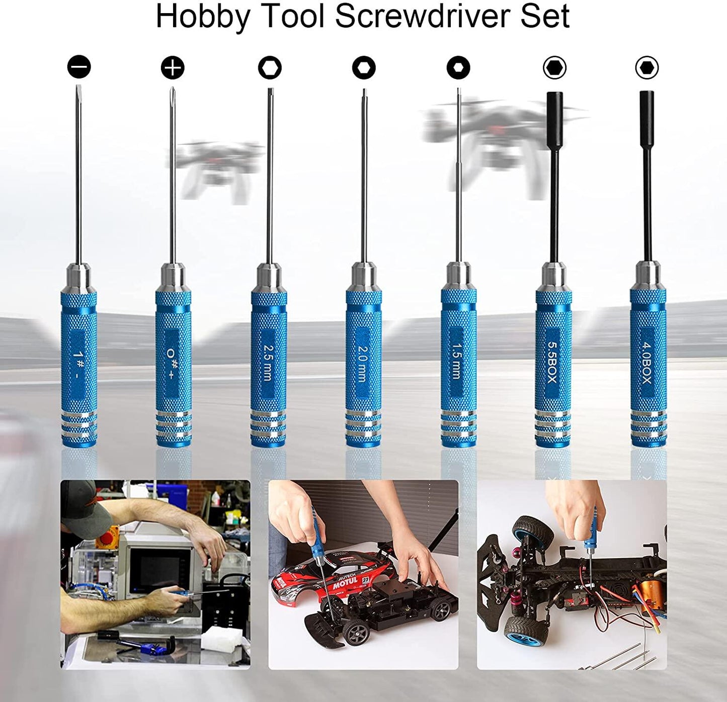 10-teiliges Reparaturwerkzeug-Set aus Metall, Zangen, Schraubendreher, Sechskantschraubendreher für RC-Auto, Boot, LKW, emulierte Fernbedienung, Flugzeuge, Hobby-Modell
