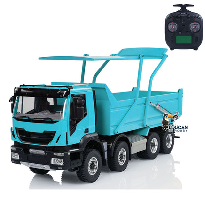 TOUCAN RC HOBBY Metal 1/14 8x4 Hydraulic RC Truck Remote Control Tipper Flip-over Cover Dumper Construction Truck Differential Lock Light Sound System