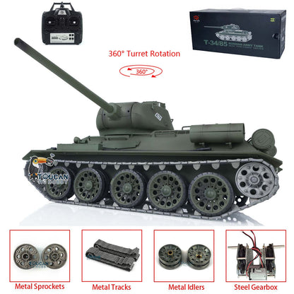 Henglong 1/16 TK7.0 Promotion Soviet T34-85 RTR RC Tank 3909 with 360 Degrees Turret BB Infrared Combat Smoke Metal Sprockets Idlers Wheels